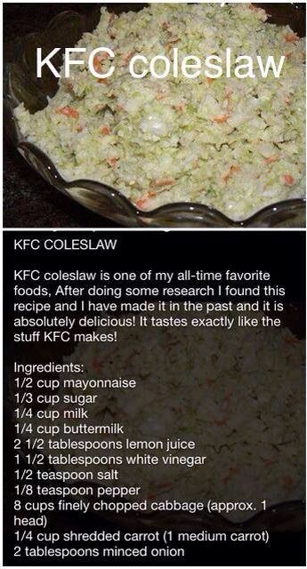 the recipe for kfc coleslaw is shown