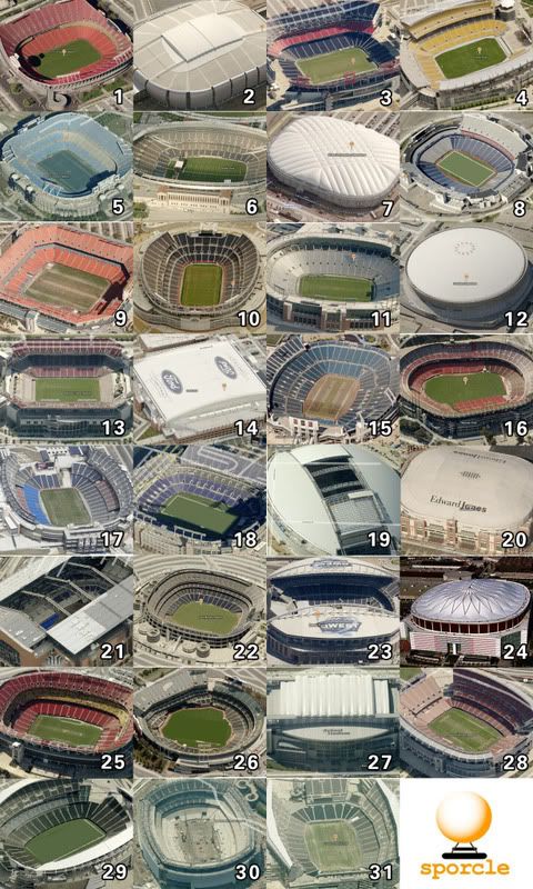 an aerial view of the stadium and surrounding buildings with numbers on each side that are numbered