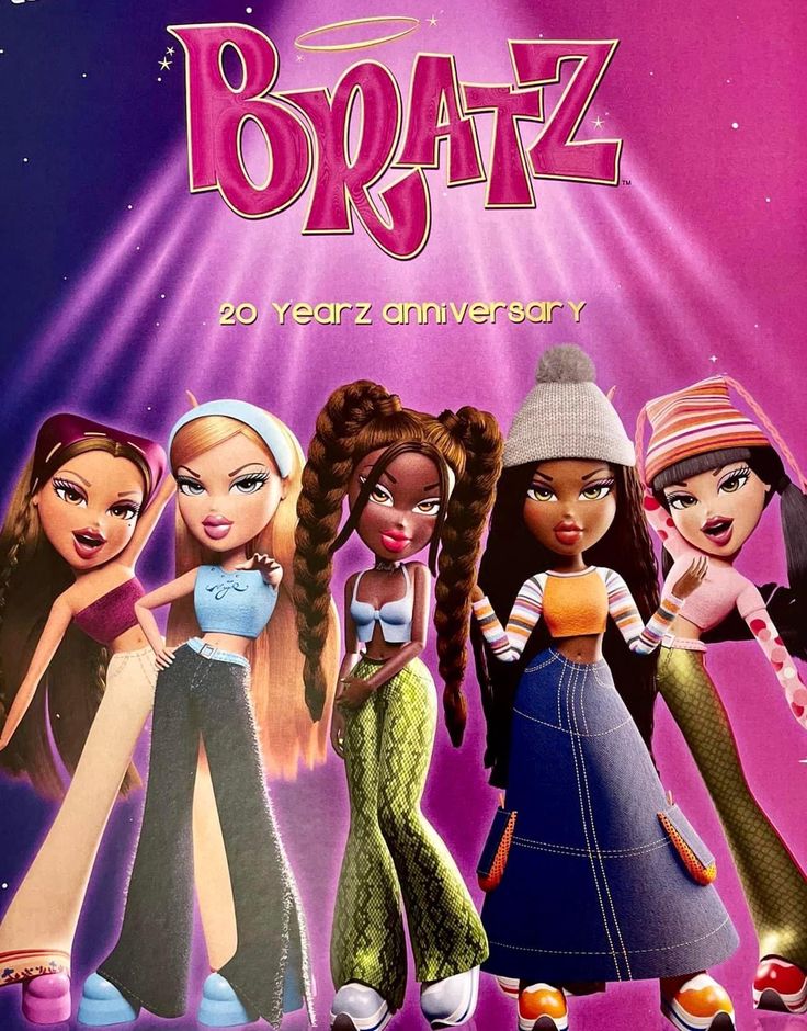 an advertisement for bratz, the 20th anniversary movie starring bratz and her sisters