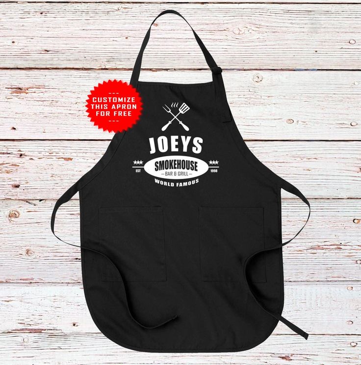 an apron with the words joe's on it and crossed wrens in white