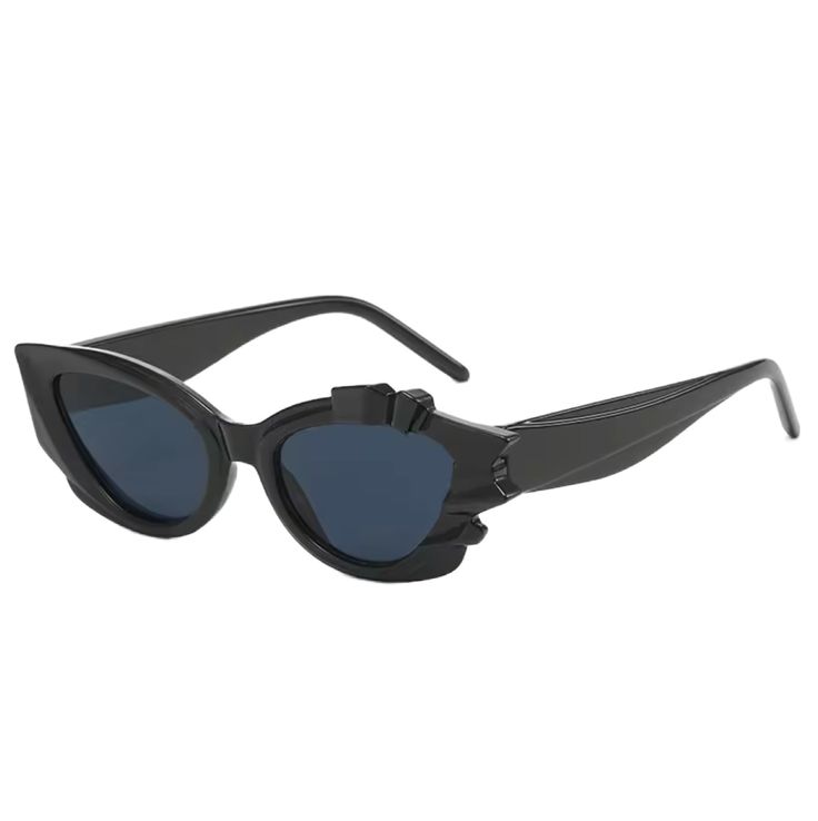 These cat eye sunglasses have an edgy detail...asymmetrical jagged trim! Black lenses, UV protected. Sized for adults, but will work on older kids and teens too. Summer Goth, Witching Hour, Witchy Woman, Eyewear Fashion, Cat Eye Sunglasses, Baby Accessories, Cat Eye, Lenses, Trim