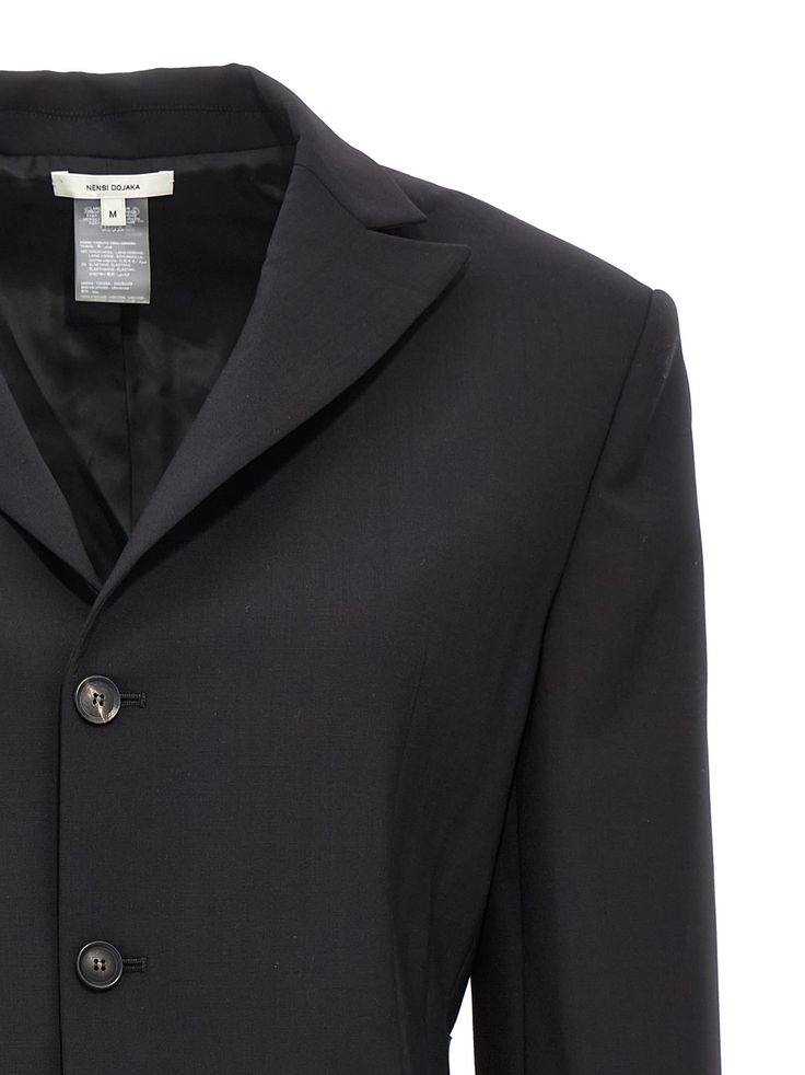 'Tailored' single-breasted wool blazer with button closure, pockets, padded shoulders, long sleeves, back ribbon detail, and back split. Composition: 98% virgin wool 2% elastane Avant Garde Dresses, Crepe Blazer, Crop Blazer, Belted Jacket, Tailored Blazer, Single Breasted Jacket, Womens Blazers, Long Sleeve Blazers, White Blazer