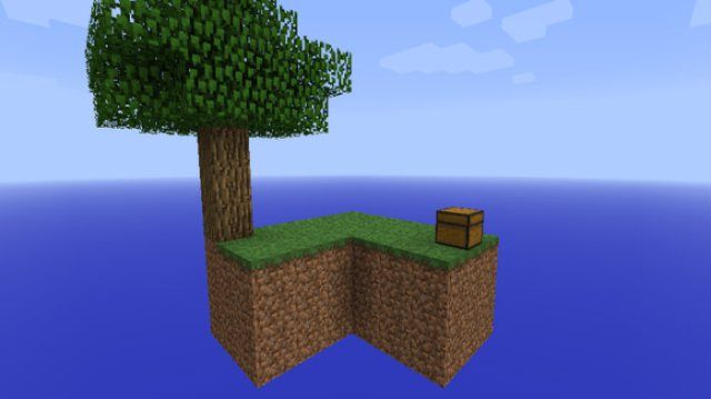 an island with a tree in the middle and a box on top that is floating