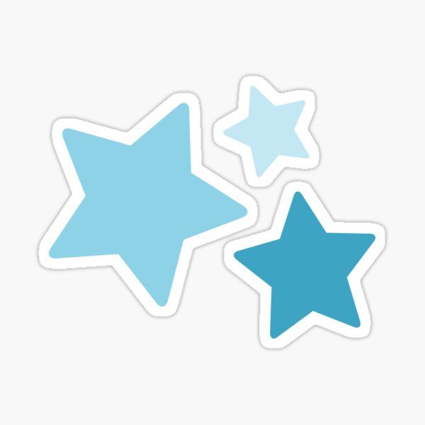 three blue stars stickers on a white background