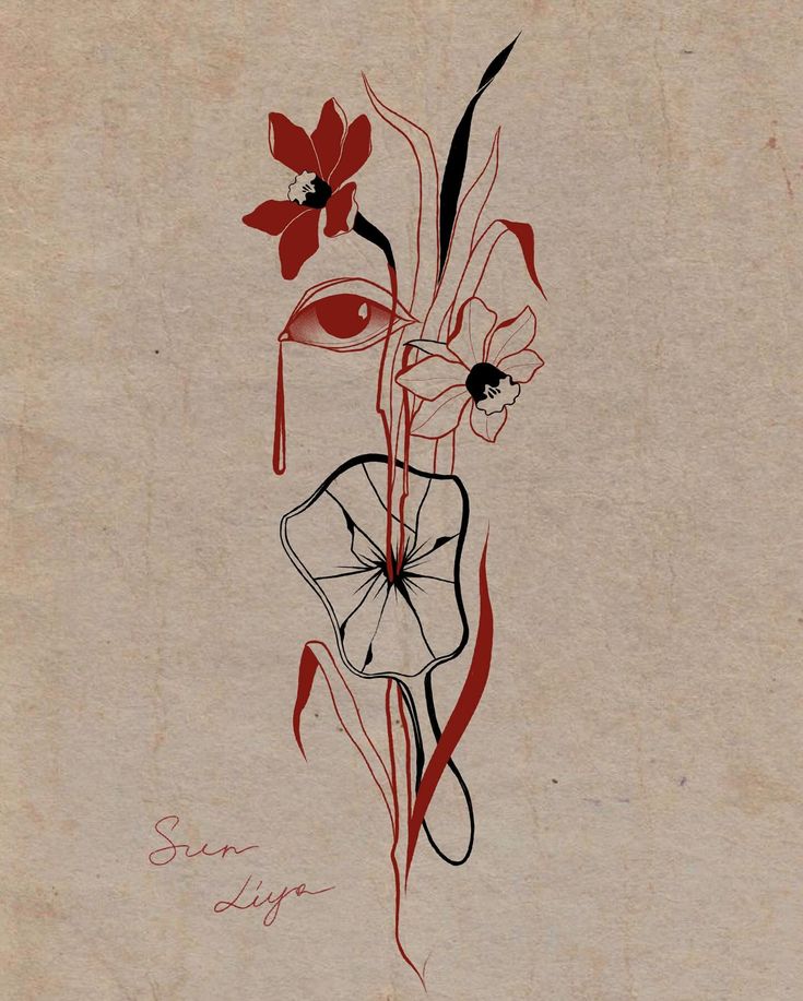 a drawing of flowers and leaves on a piece of paper with the word sorry written below it