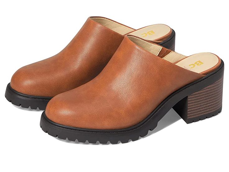 BC Footwear Brush It Off - Women's Clog/Mule Shoes : Cognac : Get the classy and chic BC Footwear Brush It Off clogs and complete any look effortlessly. Synthetic upper and insole. Fabric lining. Slip-on style. Round toe and stacked block heel. Open back. Synthetic outsole with high traction and durability. Imported. Measurements: Heel Height: 2 1 2 in Weight: 15 oz Platform Height: 1 2 in Product measurements were taken using size 9, width M. Please note that measurements may vary by size. Weig Mule Shoes, Leather Oxford Shoes, Swag Shoes, Only Shoes, Clogs Shoes, Womens Clogs, Mules Shoes, Mule, Cognac