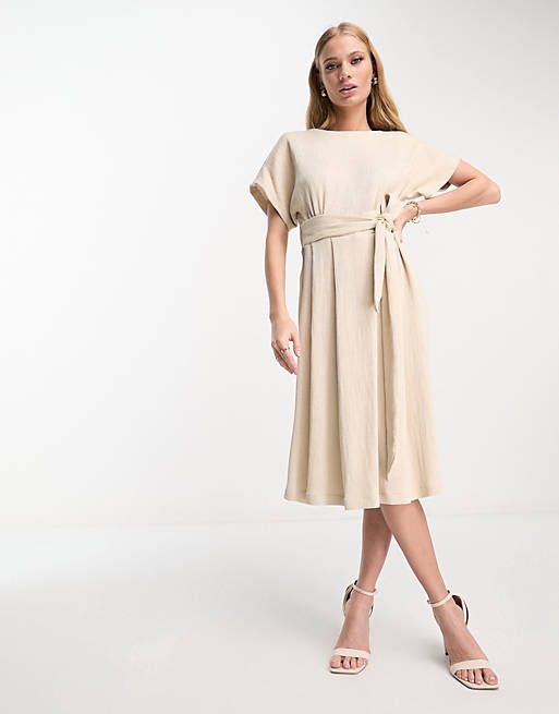 Closet London ribbed midi dress in stone | ASOS Van Closet, London Dress, Ribbed Midi Dress, Maxi Dress Trend, Petite Maternity, Linen Dresses, Skirted Swimwear, Plus Size Pregnancy, Workwear Dress