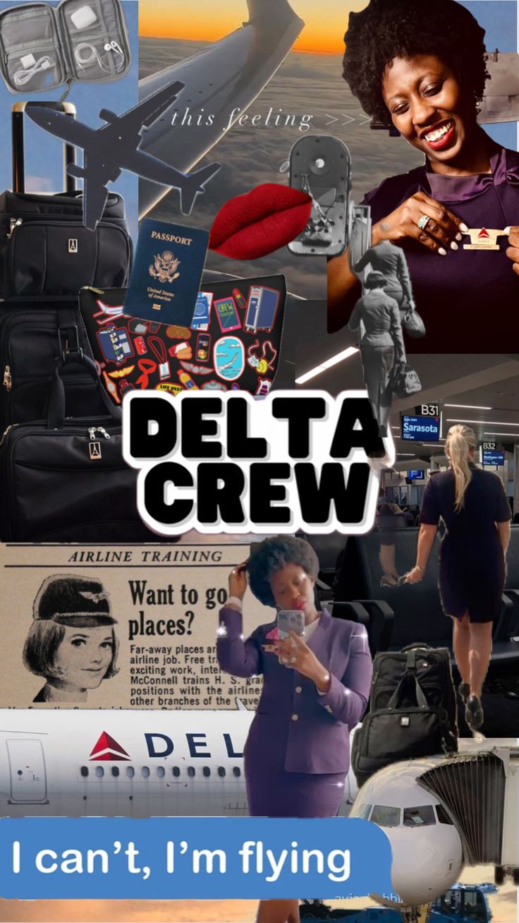 an advertisement for delta crew with images of people and planes