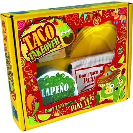 a yellow box with taco and other food items