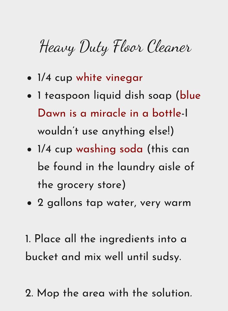 a poem that is written in english and has the words heavy daily floor cleaner on it