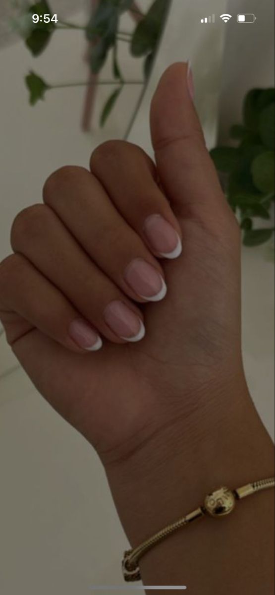 Basic Nails Acrylic Short Almond, Clean Nails Aesthetic Short, Semi Nails Ideas, Grad Nails Short, Short Natural Acrylics, Short Rounded French Tip Nails, Natural Nails For School, Nails Basic Natural, French Tip Nails Natural Nail