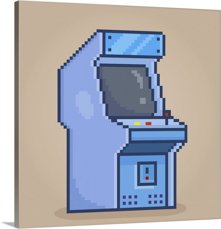 an old school video game machine is shown in this pixel art style canvas wall art