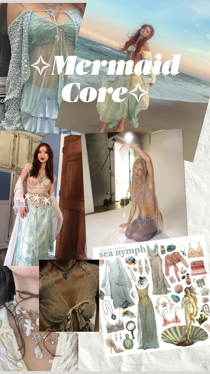 Mermaid Aesthetic Outfit Summer, Mermaidcore Outfit Aesthetic, Mermaidcore Outfits Casual, Dark Mermaid Outfit, Mermaid Look Outfit, Mermaidcore Clothes, Mermaid Vibes Outfit, Mermaid Core Outfits Casual, Mermaid Fashion Aesthetic