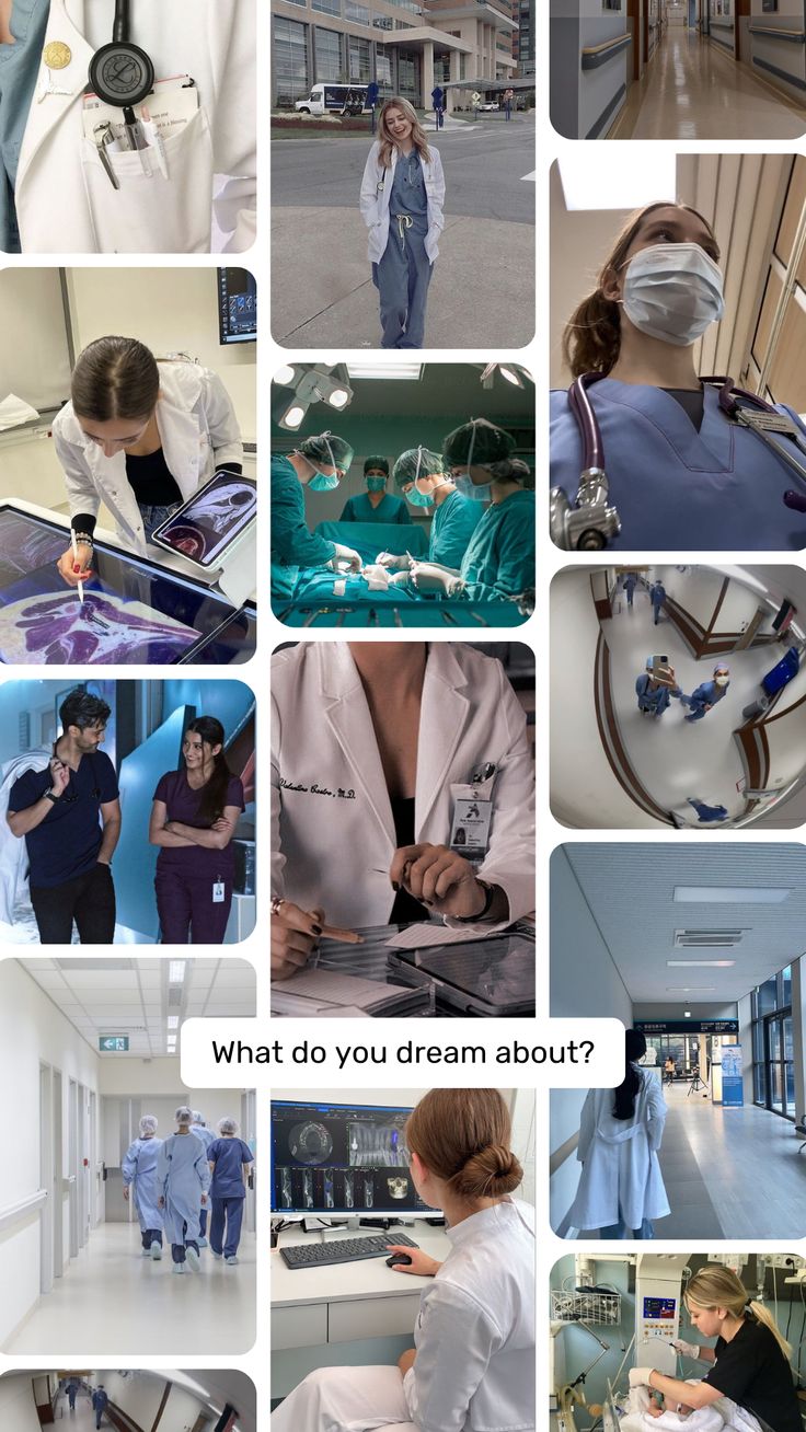 a collage of images with doctors and nurses in scrubs working on medical equipment