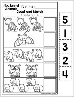 a printable worksheet for counting animals and numbers