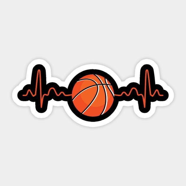 a sticker with a basketball in the middle and heartbeat on it's side