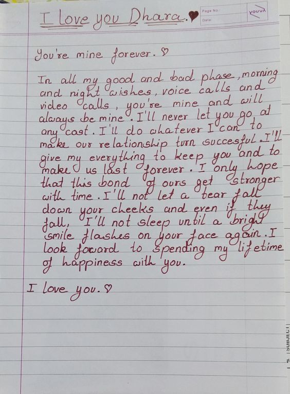 a note written to someone about love