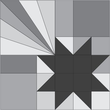 a black and white star quilt block