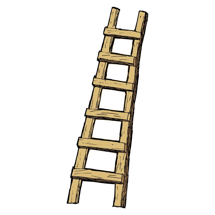 a drawing of a wooden ladder on a white background