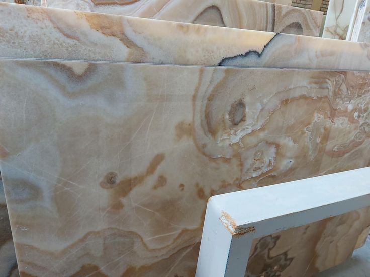 marble is being prepared to be polished and put into the oven for sale at a store