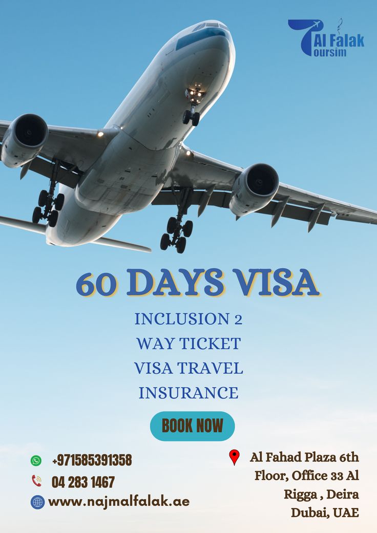 an advertisement for a travel company with the words 60 days visa in front of it