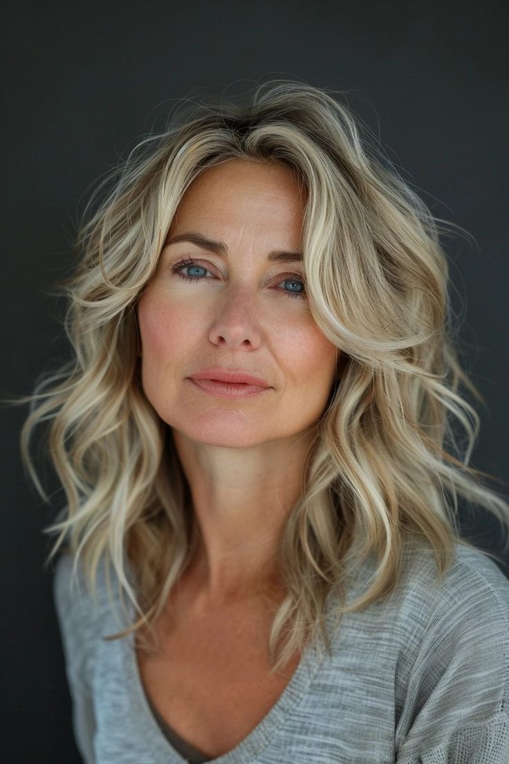 40 Hairstyles 50 Year Old Women Will Find Chic and Stylish 45 Wavy Lob Hairstyles, Hairstyles 50 Year Old Women, 50 Year Old Hairstyles, 40 Hairstyles, Lob Hairstyles, Classic Updo, Old Hairstyles, Wavy Lob, 50 Hair