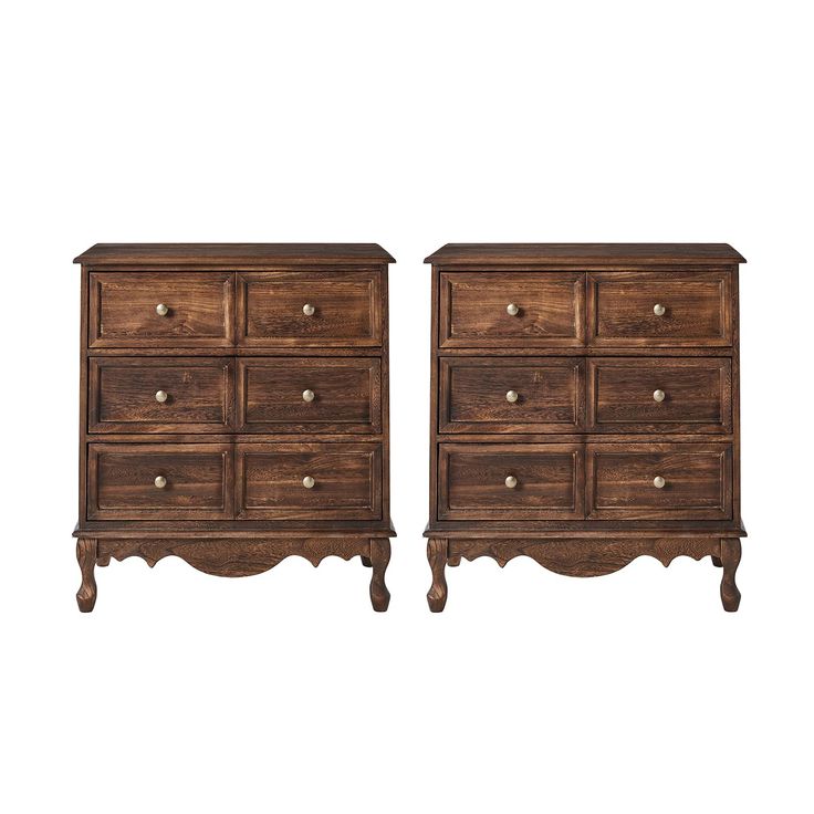 two wooden dressers sitting side by side