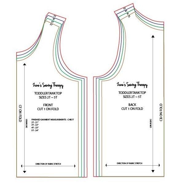 the front and back view of a sewing pattern for a top with an attached neckline