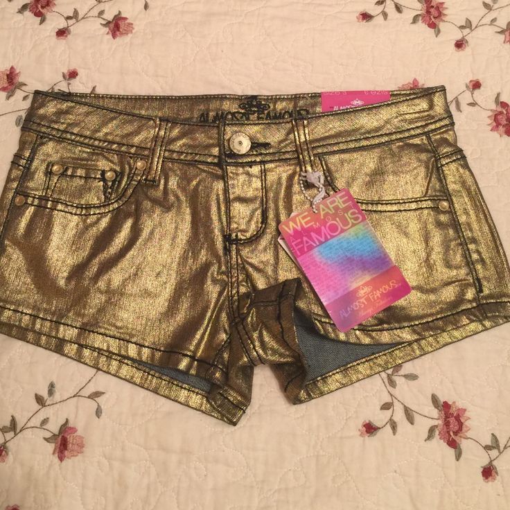 Great For Costume Wear. Nwt Trendy Gold Shorts For Spring, Casual Gold Shorts, Gold Casual Short Length Shorts, Denim Coat, Denim Shorts, Womens Sizes, Womens Shorts, Fashion Inspo, Women Shopping