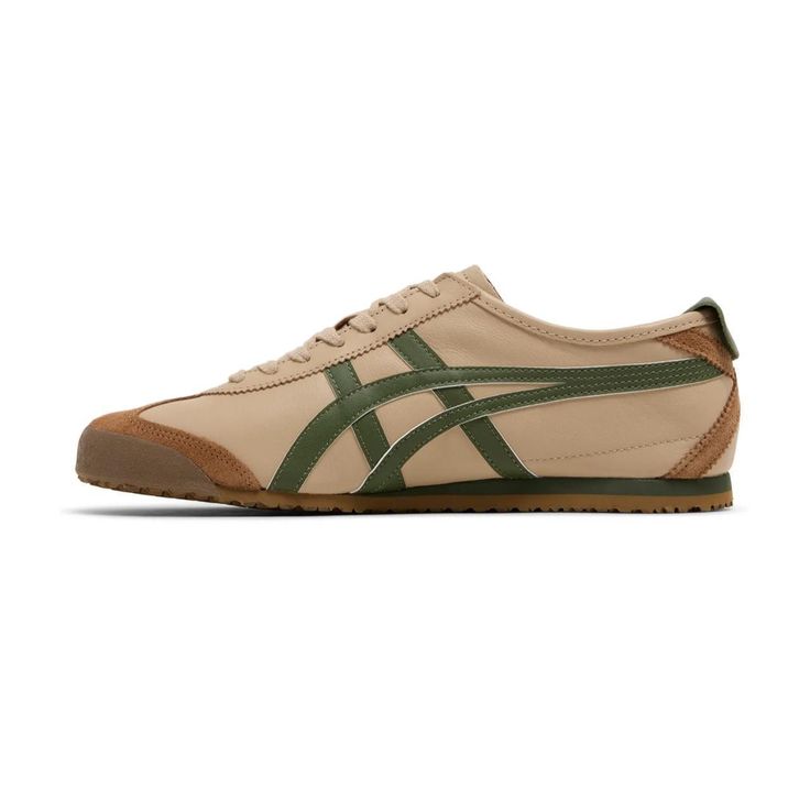 Onitsuka Tiger Mexico 66 'Beige Grass Green'  Brand new with box. Women size 9.  #Onitsukatiger #Mexico66 Harrods London, Tiger Mexico 66, Onitsuka Tiger Mexico 66, Dr Shoes, Mexico 66, Onitsuka Tiger, Tiger Stripes, Grass Green, Unisex Shoes