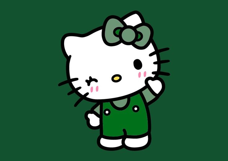 a hello kitty wallpaper with a green dress