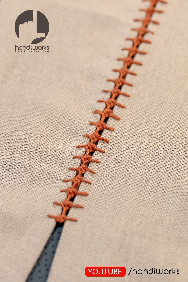 the stitches are stitched together to make an interesting pattern on this piece of fabric