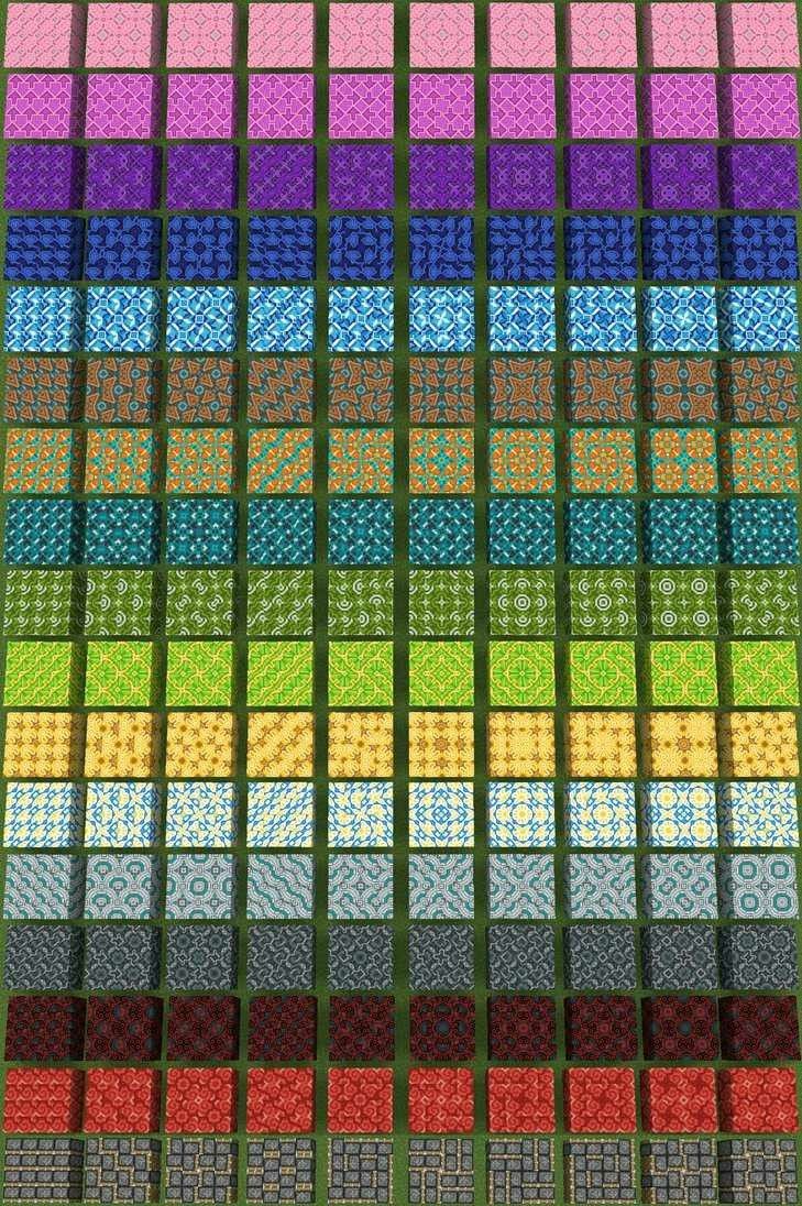 an array of different colored squares on top of each other, with the colors in them