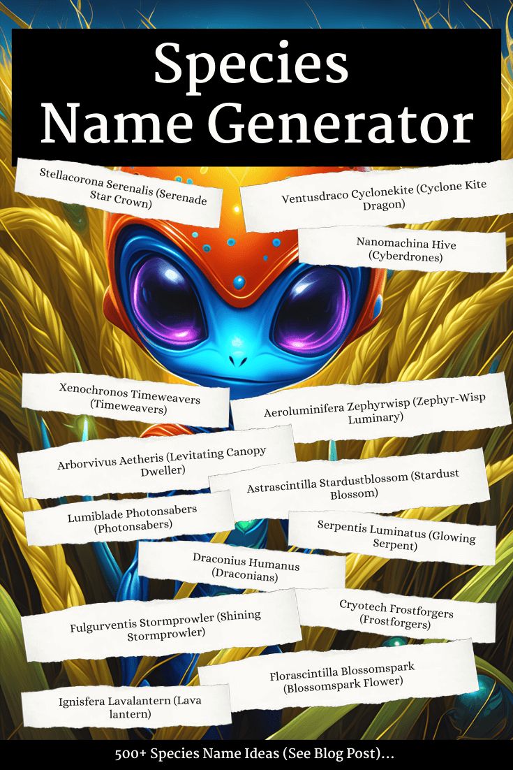 a poster with the words species name generator on it