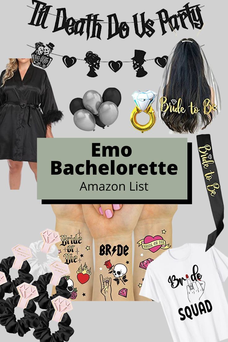 an image of some tattoos and other items with the words emo bachelore amazon list