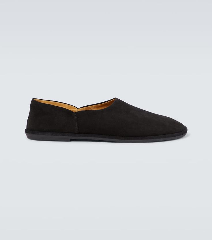 Find THE ROW Canal Suede Slip-on Shoes on Editorialist. Upper: suede. Lining: leather. Sole: leather insole, rubber sole. Toe shape: round toe. Made in Italy. Includes: shoe box, dust bag. Designer color name: Black. Suede Loafers, Leather Loafers, Shoe Box, Loafer Shoes, Slip On Shoes, Black Shoes, The Row, Rubber Sole, Men's Shoes