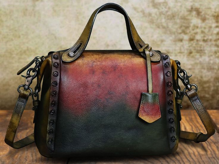 Shoulder Purses, Vintage Crossbody Bag, Green Handbag, Leather Satchel Handbags, Genuine Leather Purse, Top Handle Bags, Top Handle Handbags, Genuine Leather Handbag, Satchel Handbags