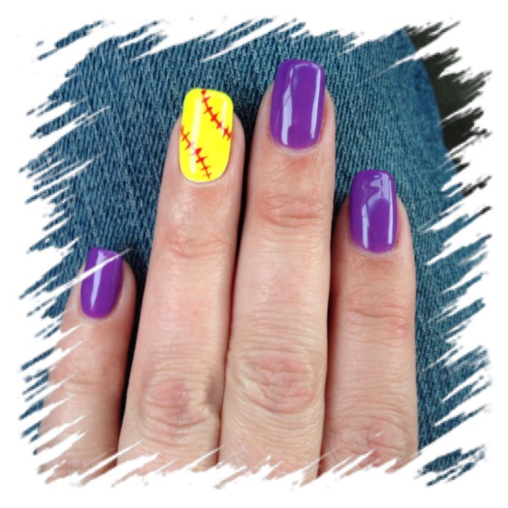 Softball Nails Short Softball Nails, Softball Fingernail Designs, Softball Nail Art, Softball Acrylic Nails, Softball Nail Ideas, Softball Nails Acrylic, Softball Nail Designs Mom, Softball Nail Designs, Nails Design For Kids