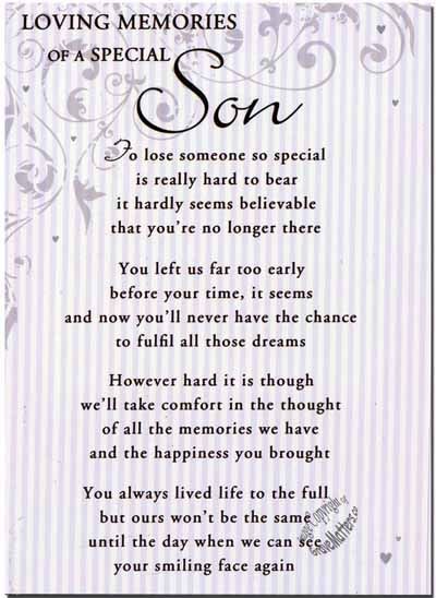 a poem that says loving memories of a special son