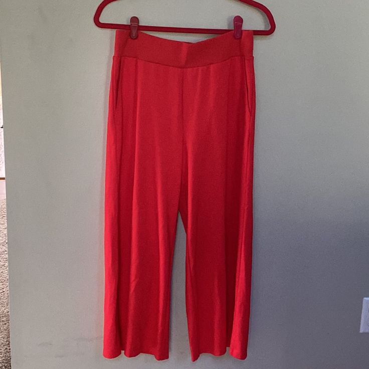 These Relaxed Pants Are From Ralph Lauren. Lrl" Monogram Accents At The Right Pocket. Elastic Waistband. Angled Pockets At The Hips. In A Solid Red Color In A Wide Leg Setting. Two Side Frontal Pockets. Two At The Back. Approx: Waist 31” Length 35” Red Wide Leg Summer Loungewear Pants, Red Wide Leg Pants For Summer Loungewear, Red Lounge Bottoms With Elastic Waistband, Red Loungewear Bottoms With Elastic Waistband, Red Wide Leg Pants With Elastic Waistband For Work, Red Bottoms With Elastic Waistband For Loungewear, Red Elastic Waistband Bottoms For Loungewear, Stretch Red Wide Leg Pants With Pockets, Stretch Wide Leg Pants With Pockets In Red