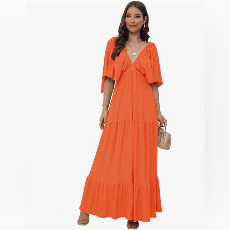 Orange Boho Maxi Dress, Nwt Amazon Dresses, Dresses Boho, Boho Maxi, Boho Maxi Dress, Boho Dress, Color Orange, Maxi Dress, Womens Dresses, Orange