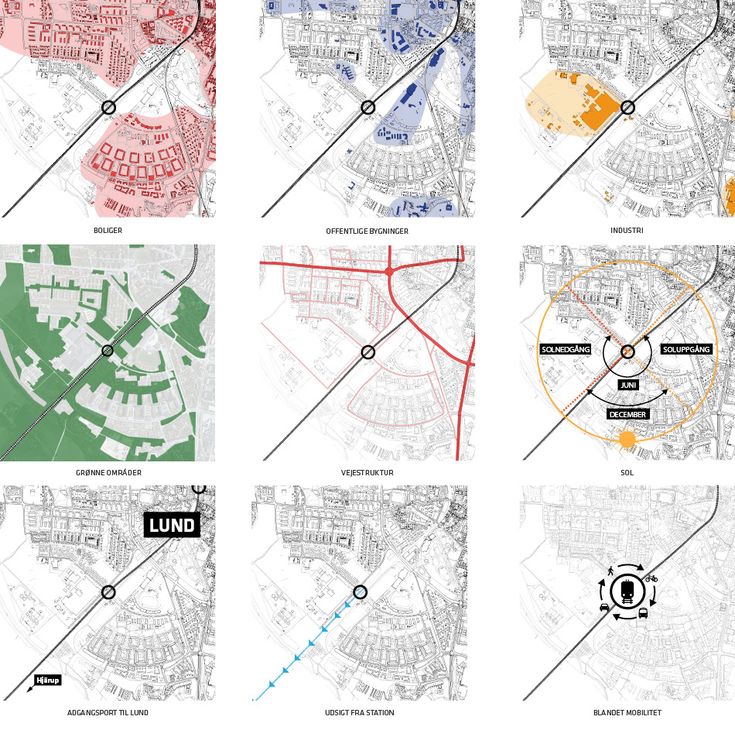 four different maps showing the locations of various streets