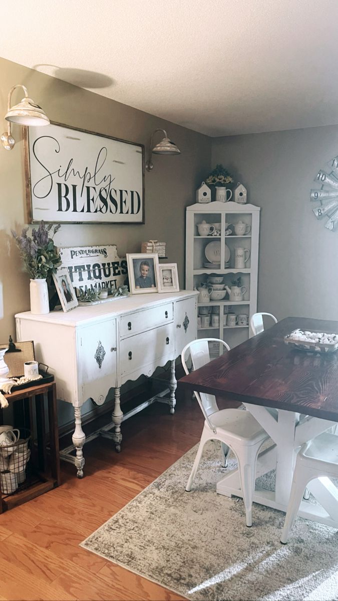 the dining room is clean and ready for us to use in its new owner's home