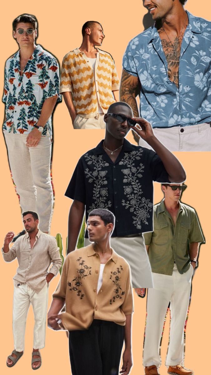 men's clothing from the 50's and 70's are featured in this collage