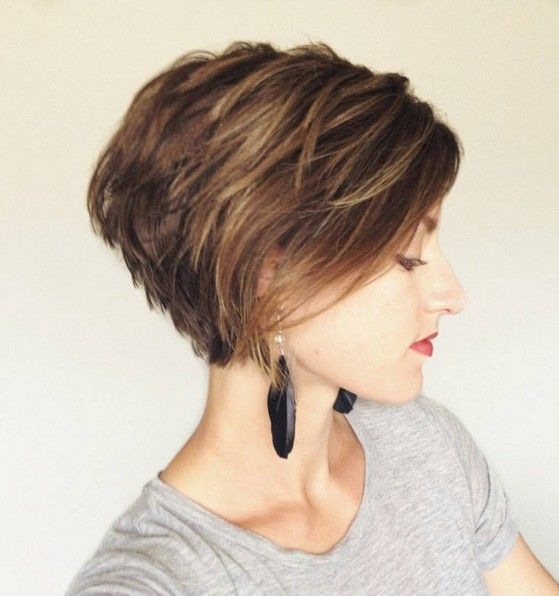 Layered Short Haircut Side View - Women Hairstyles for Short Hair 2016 Messy Bob Haircut, Stacked Bob Hairstyles, Girls Short Haircuts, Long Pixie, Girl Haircuts, Short Bob Haircuts, Short Hairstyle, Short Haircut, Blonde Bobs