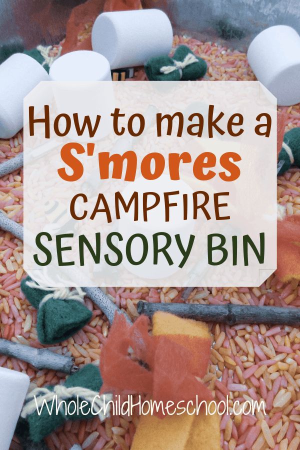 how to make a smores campfire sensory bin with marshmallows