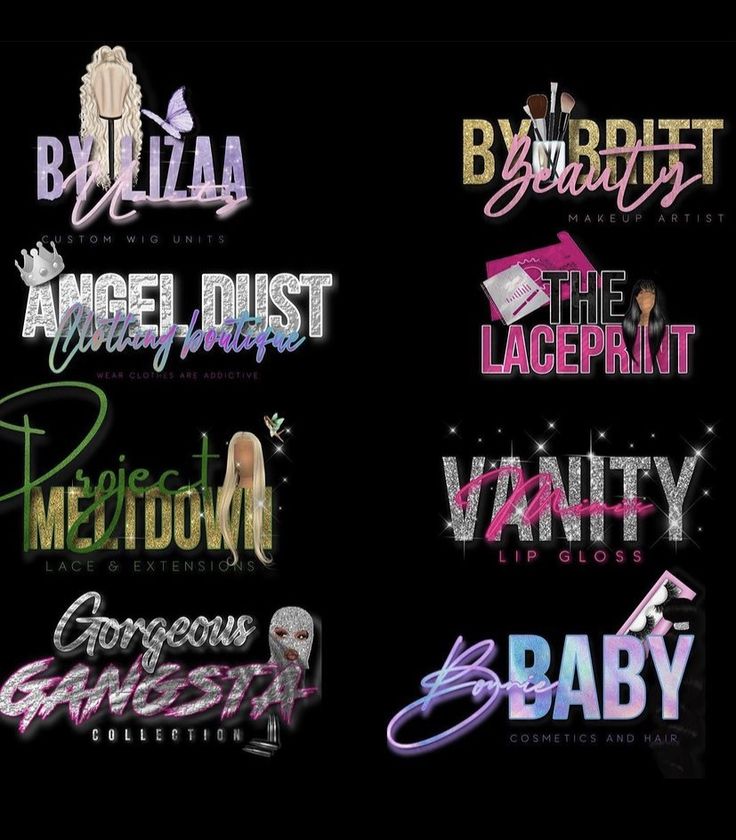 some type of font that is in different colors and sizes, with the names above them