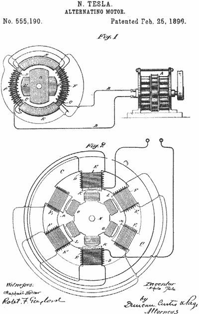 the diagram for an electric motor, with its workings and parts shown in black ink