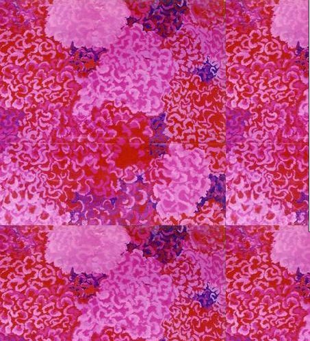 an abstract pattern with red and pink colors