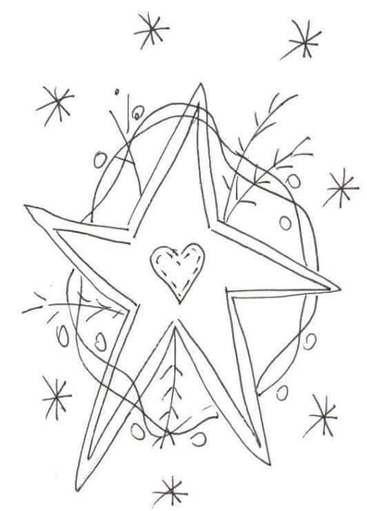 a star with hearts and stars around it